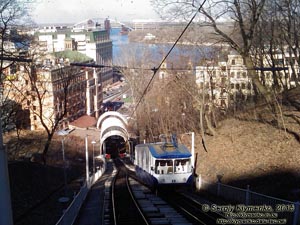 Фото Киева. Фуникулер в движении. Вид из движущегося вагона.