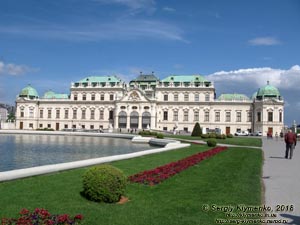 Вена (Vienna), Австрия (Austria). Фото. Дворцовый комплекс Бельведер (Schloss Belvedere). Верхний дворец (Oberes Belvedere), парадный (южный) фасад.