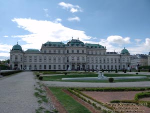 Вена (Vienna), Австрия (Austria). Фото. Дворцовый комплекс Бельведер (Schloss Belvedere). Верхний дворец (Oberes Belvedere), парковый (северный) фасад.