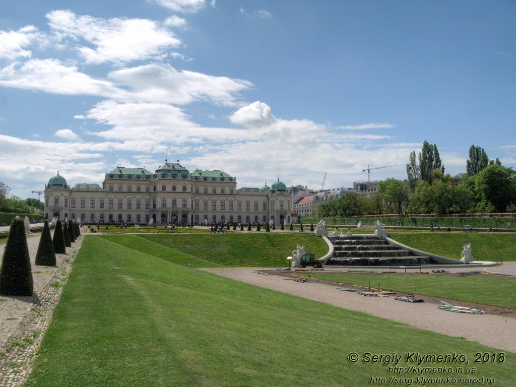 Вена (Vienna), Австрия (Austria). Фото. Дворцовый комплекс Бельведер (Schloss Belvedere). Верхний дворец (Oberes Belvedere), парковый (северный) фасад.