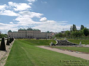 Вена (Vienna), Австрия (Austria). Фото. Дворцовый комплекс Бельведер (Schloss Belvedere). Верхний дворец (Oberes Belvedere), парковый (северный) фасад.