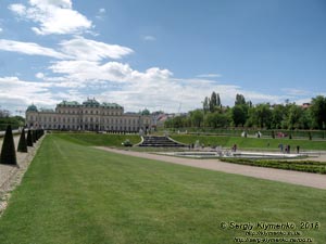 Вена (Vienna), Австрия (Austria). Фото. Дворцовый комплекс Бельведер (Schloss Belvedere). Верхний дворец (Oberes Belvedere), парковый (северный) фасад.