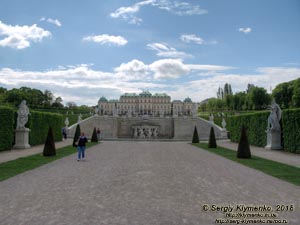 Вена (Vienna), Австрия (Austria). Фото. Дворцовый комплекс Бельведер (Schloss Belvedere). Фонтан «Ракушка» в саду Бельведера (Muschelbrunnen im Belvedere-Garten).