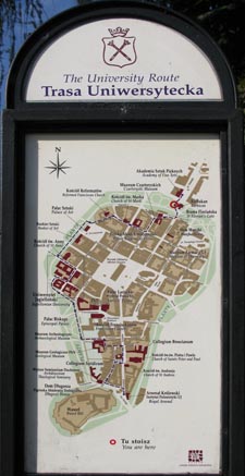 Фото Кракова. Университетская трасса (The University Route). Туристическая схема маршрута.