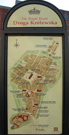 Фото Кракова. Королевская дорога (The Royal Route) - главная туристическая трасса Кракова. Туристическая схема маршрута.