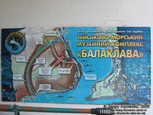 Крым. Фото. Балаклава, схема Военно-морского музейного комплекса «Балаклава» на входе в музей.