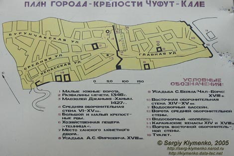 Крым. Чуфут-Кале, план древнего города-крепости Чуфут-Кале.