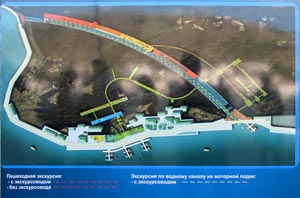 Крым. Фото. Схема Военно-морского музейного комплекса «Балаклава» на входе в музей.
