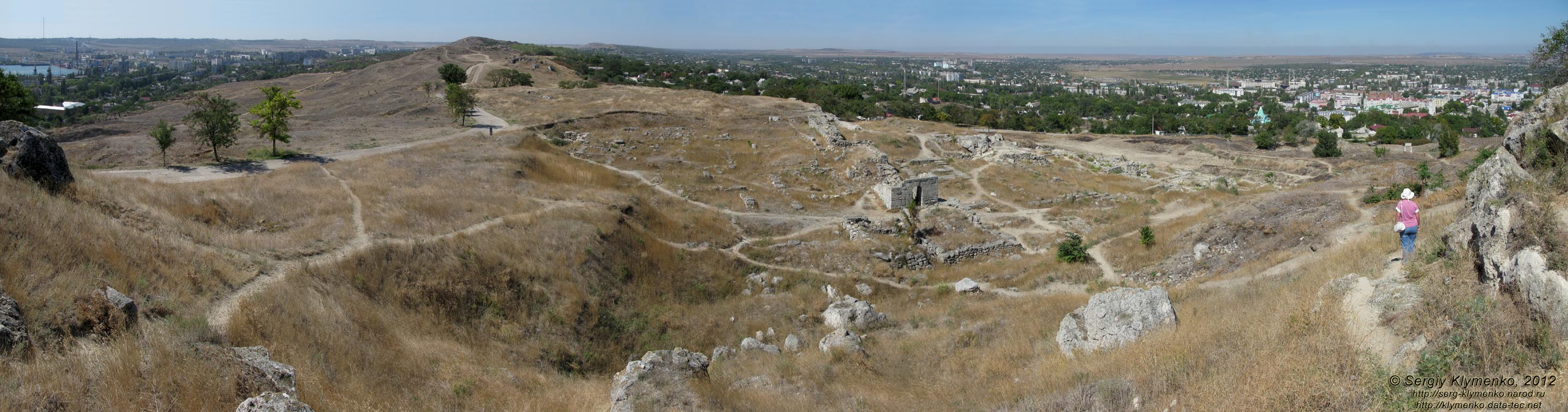 Крым, Керчь. Фото. Городище Пантикапей. Раскопки античного полиса на горе Митридат. Панорама ~150°.