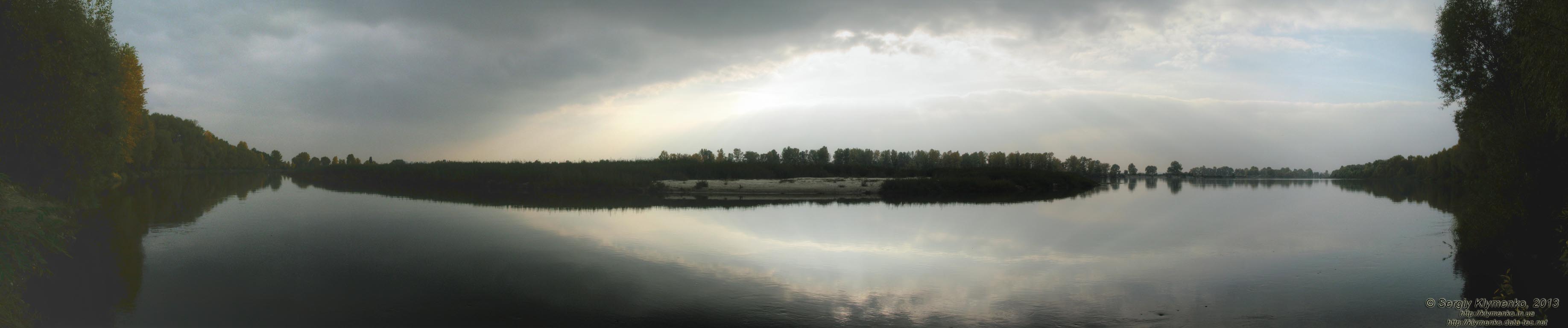 Киевская область. Фото. Панорама (~180°) Десны между сёлами Погребы (Броварской район) и Хотяновка (Вышгородский район).