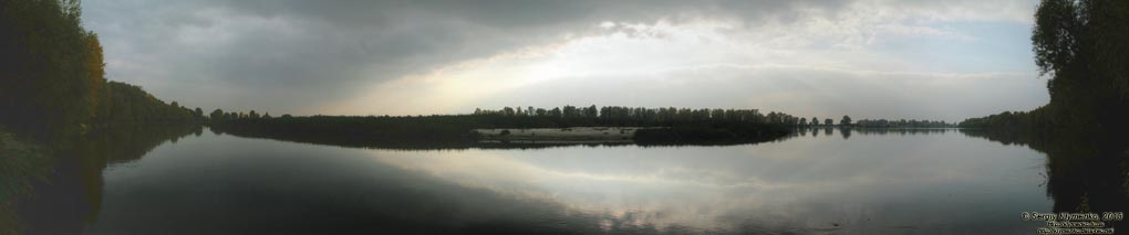 Киевская область. Фото. Панорама (~180°) Десны между сёлами Погребы (Броварской район) и Хотяновка (Вышгородский район).