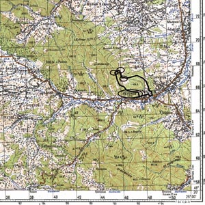 Карпаты, июнь 2008 года. День второй. Карта пешеходного маршрута.