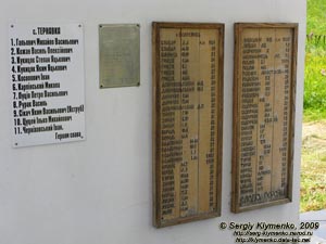 Львовская область. Славское. Фото. Памятник-часовня воинам УПА, погибшим за волю Украины. Фрагмент: памятные таблицы.