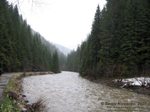 Фото Карпат, речка Черный Черемош. Пейзаж выше селения Буркут.