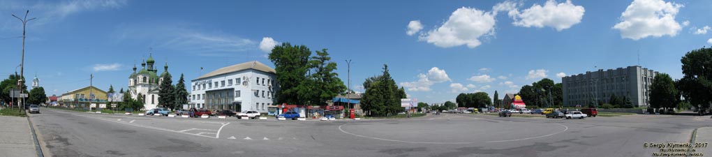 Черниговская область. Фото. Козелец. Соборная площадь - центральная площадь посёлка (50°54'44"N, 31°06'59"E). Панорама ~180°.