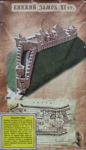 Черниговская область. Фото. Любеч. Информационный щит на Замковой горе со схемой укреплений древнего Любеча (51°42'33"N, 30°39'34"E).