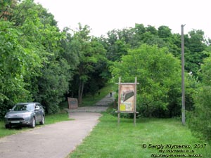 Черниговская область. Фото. Любеч. Возле вершины Замковой горы (51°42'33"N, 30°39'34"E). Памятный камень и информационный щит.