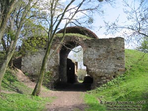 Ровенщина, село Межирич. Фото. Остатки Заславских ворот, вид с северо-запада (изнутри крепости).