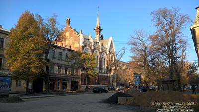 Одесса. Фото. Евангельская реформаторская пресвитерианская церковь (1895-1896), вид с улицы Преображенская.