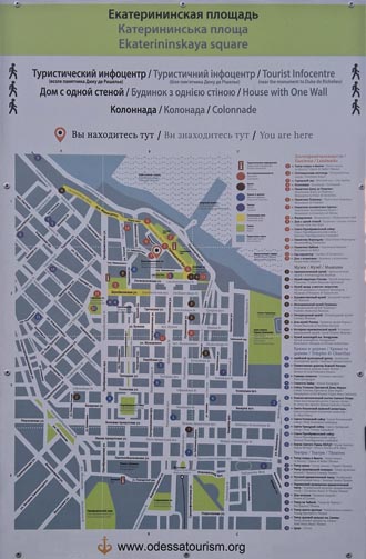 Одесса. Фото. Туристическая карта-схема центральной части города.