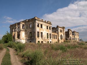Одесская область. Село Васильевка Одесского района. Фото. Дворец-усадьба Дубецких-Панкеевых («Волчье логово») 1830-1854 годы, вид на северо-западный угол дворца.