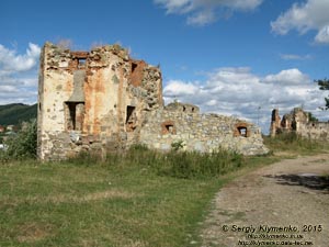 Ивано-Франковская область, Пнёв. Фото. Пнёвский замок, юго-западная угловая башня, вид с юга.