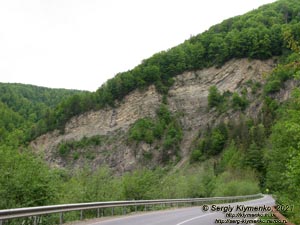 Ивано-Франковская область. Вид на Сокольскую скалу (48°13'31"N, 25°06'19"E) с автодороги Т2601 (Черновцы - Путила).
