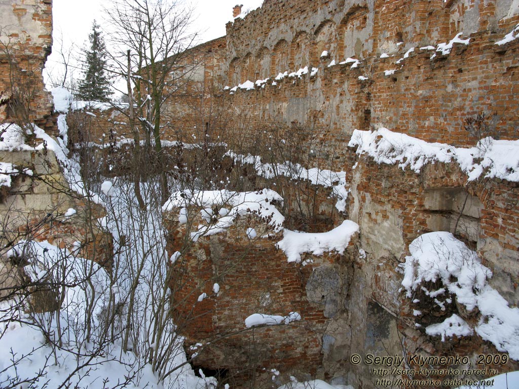 Львовская область. Старое Село. Фото. Замок в Старом Селе. Руины дворца вдоль северо-восточной стены замка. Вид изнутри замка.