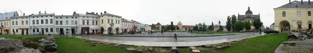 Жолква. Фото. Вечевая площадь (бывшая площадь Рынок). Панорама (~210°).