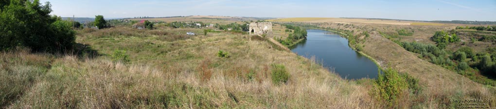 Подолье, Хмельницкая область. Жванец. Фото. Панорама (~180°) территории Жванецкого замка (XV-XVII века). Вид с руин северо-восточной башни.