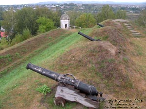 Львовская область. Золочев. Фото. Золочевский замок. Орудия северо-восточного бастиона и вид с бастиона на город.