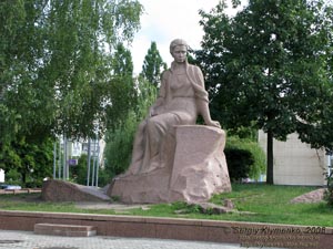Житомирщина. Новоград-Волынский. Фото. Памятник Лесе Украинке в центре города.